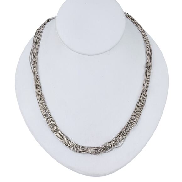 Liquid Sterling Silver 20 Strand Necklace | Sterling Silver 925 | 20" - Picture 1 of 6